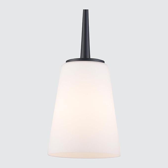 Montgomery 1-Light Pendant Light | Black Finish with White Frosted Glass Shade | Adjustable Hanging Height to 82.75" | Uses E26 Medium Base Bulb (Black, Pendant)