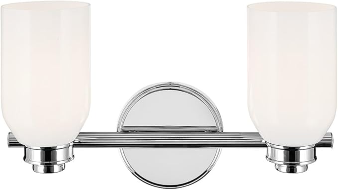 Kichler Joelson 34" 4-Light LED Bathroom Vanity Light Fixture with Satin Etched Cased Opal Glass in Brushed Nickel for Bathrooms (34 in W x 9.25 in H x 5.25 in Ext), 45924NIL18