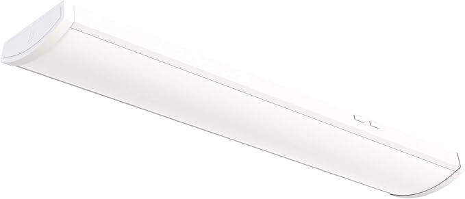 Lithonia Lighting 4 Foot LED Ceiling Light Fixture, 4 Ft LED Shop Light, Low Profile, Wide Housing Wraparound, Adjustable Lumens, Selectable White Color, Triac Dimming, 120V (FML4W 48 ALO6 8SWW2 TD)