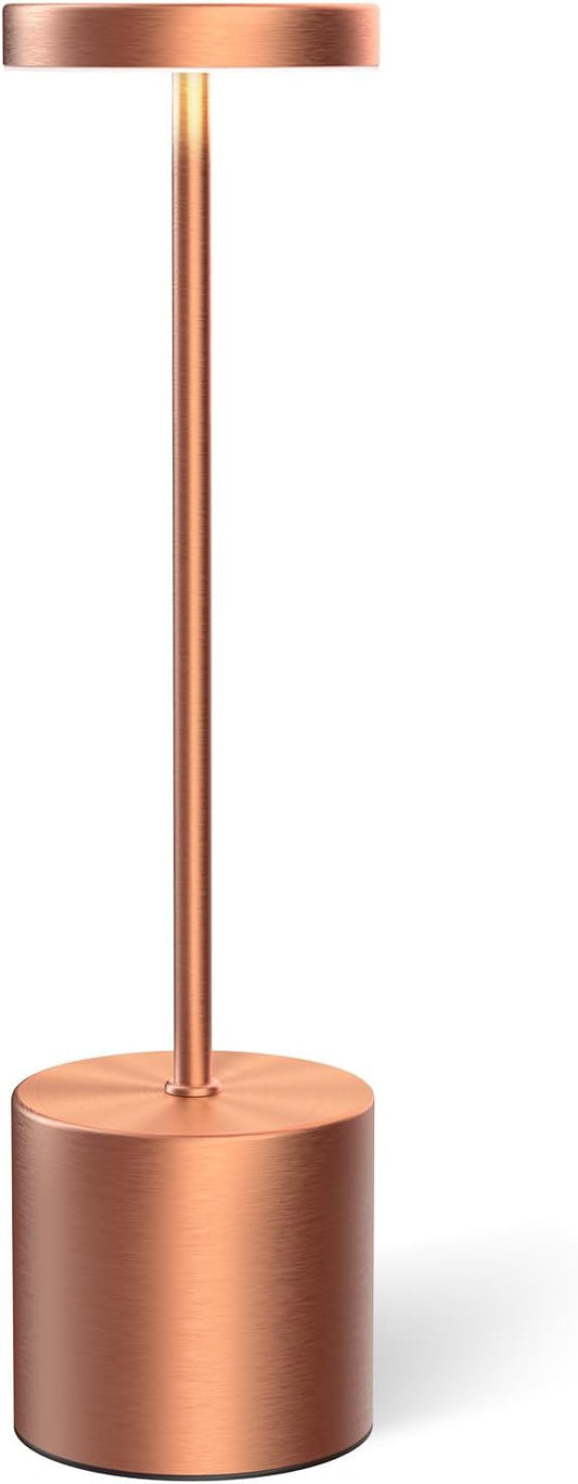 AUDLES Cordless Table Lamp, 5000mAh Rechargeable Lamp with Touch Control & Stepless Dimming, 3 Light Modes, IP54 Waterproof Portable Light for Dining Table, Patio, Bathroom, Power Outage (Rose Gold)