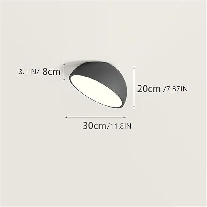 KISAD Modern and Minimalism Semi-Circular Ceiling Lights Iron Body Semi Flush Mount Ceiling Lamp Available in Black and White Three-Color Mode Ceiling Light Fixture for Bedroom(Black,30CM/11.8IN)