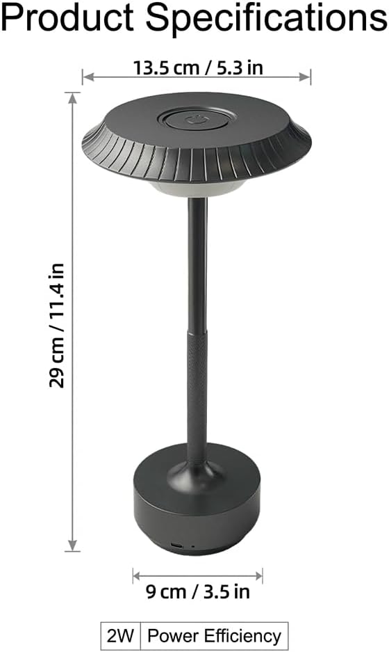 Goodoo Outdoor Table Lamps Touch Control LED Wireless Lamp Night Light Portable Table Light 1800mAh Battery for Patio Restaurant Camping Coffee Shop(Grey)