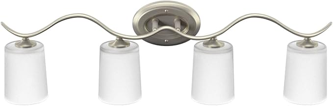 Progress Lighting P2021-09 Inspire Collection Etched Glass Traditional Bath Vanity Light, 4-Light, Brushed Nickel