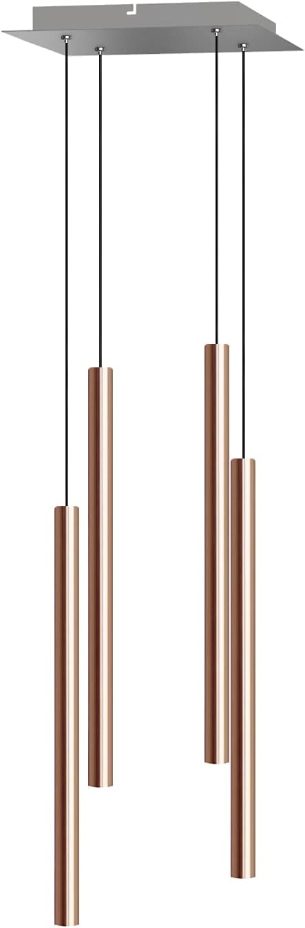 CANALIS 4 Mini Pendant Lighting Copper - LED Hanging Light Fixture for Kitchen Island, Bar, Foyer - Cluster Pendants - Dimmable, Adjustable Wire, Lamp Bulb Included