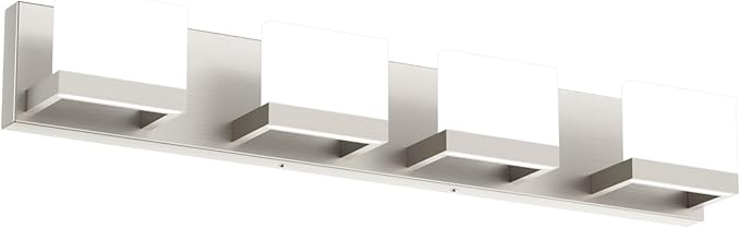Tipace 4 Lights LED Modern Vanity Light Brushed Nickel Bathroom Lighting Fixture Up and Down Bathroom Wall Light Over Mirror(White Light 6000K)