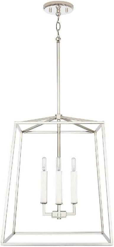 Capital Lighting 537642PN Thea Lantern Foyer Pendant, 4-Light 240 Total Watts, 20" H x 16" W, Polished Nickel