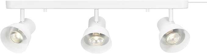 Globe Electric 64000116 22" 3-Light Plug-in Track Lighting, Matte White, Pivoting Heads, 15-Foot Cord, in-Line on/Off Rocker Switch, Modern Ceiling Light Fixture for Apartment or Renters
