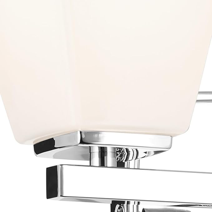 Kichler Marant 2-Light Bathroom Vanity Light Fixture with Opal Glass in Chrome, Modern Wall Mount Light for Bathroom and Powder Room Over Mirror (14.25 x 9.5 in), 55215CH