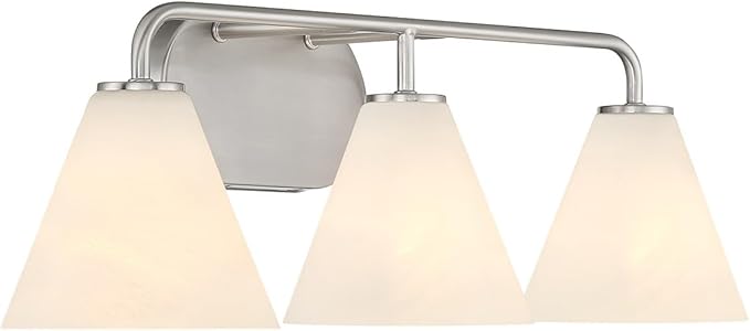 Savoy House 8-2988-3-SN Blair Traditional Vintage White Strie Glass Bathroom Vanity Wall Light, 3-Light 180 Total Watts, 8" H x 26" W, Satin Nickel