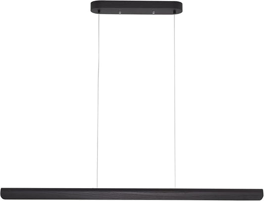 YISDESIGN 47inch Wood LED Linear Pendant Light, Dimmable Wood Ceiling Lamp,Minimalist Linear Chandelier, 36W Warm Light 3000K, Modern Kitchen Island Dining Room Lighting Black Adjustable Height