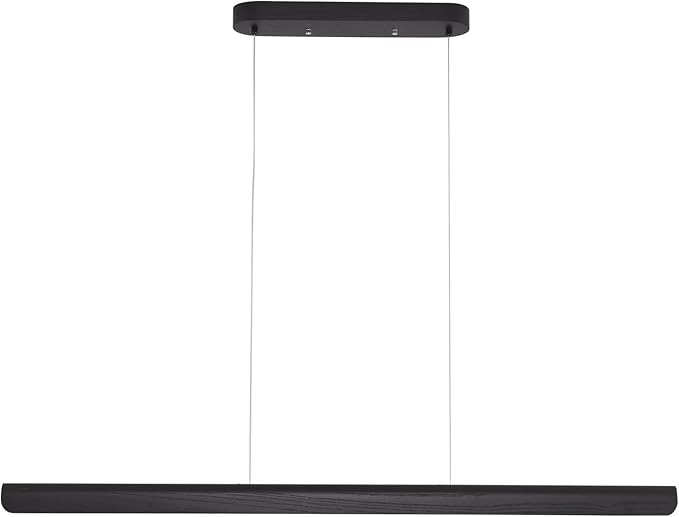 YISDESIGN 55inch Wood LED Linear Pendant Light, Dimmable Wood Ceiling Lamp,Minimalist Linear Chandelier, 40W Warm Light 3000K, Modern Kitchen Island Dining Room Lighting Black Adjustable Height