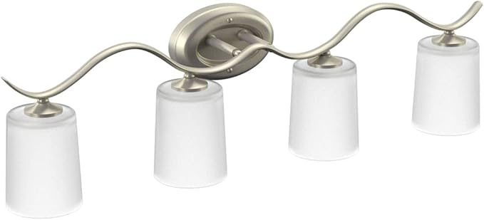 Progress Lighting P2021-09 Inspire Collection Etched Glass Traditional Bath Vanity Light, 4-Light, Brushed Nickel