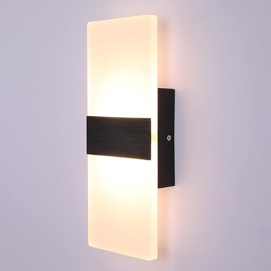Lightess Modern Wall Sconce Dimmable Sconce Wall Lighting 12W Black Indoor Wall Lamp Acrylic Wall Mounted Lighting Fixture for Bedroom Living Room Hallway, Warm White