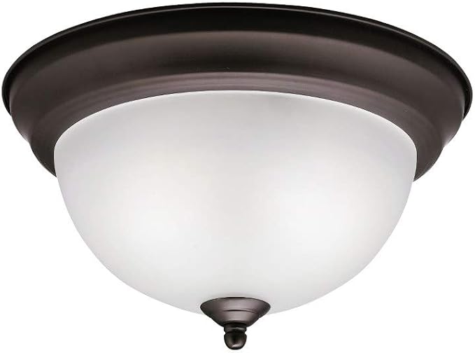 Kichler 2-Light Flush Mount in Olde Bronze for Dining Room, Kitchen, Living Room and Hallway, (12" Dia x 7" H) 30 Watts, 8111OZ