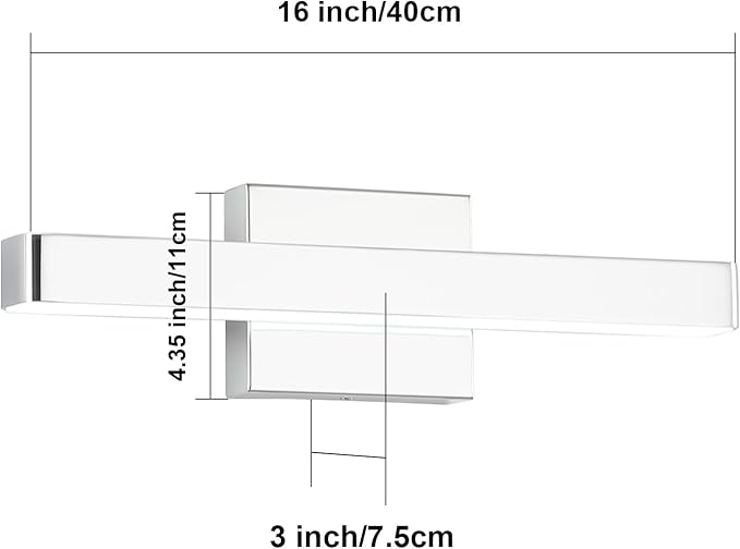 LED Modern Bathroom Vanity Light Fixtures (16-Inch, Cool White 6000K), Modern Acrylic Bathroom Wall Lighting Fixtures for Bathroom Over Mirror, Chrome