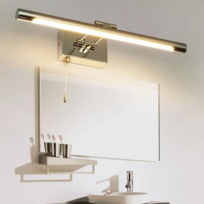 Bar LED Modern Bathroom Vanity Light 5W - Bathroom Lighting Fixture Over Mirror Lamp Chrome Finished Wall Sconces Make Up Vanity Light Fixtures with Pull Chain Switch On/Off, 13.77" 6000K