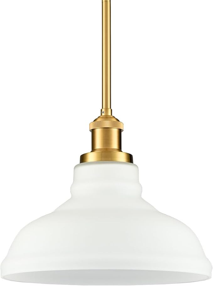 HOLKIRT Modern Pendant Light Fixtures Gold Pendant Lights Kitchen Island Hanging Lights for Bedroom Dining Room Bathroom with Dome Opal Glass,Adjustable Height