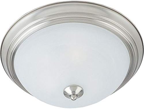 Maxim Lighting 5842MRSN Essentials-3 Light Flush Mount in Utility Style, Finish Color: Satin Nickel, Glass Color: Marble