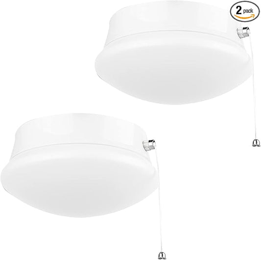 Lightdot 7” Modern LED Ceiling Light with Pull Chain 12W 4000K, 1300lm, 125W E26 Bulb Replacement, Energy Saving Flush Mount Lighting for Closets/Bedroom/Corridor (2 Pack)