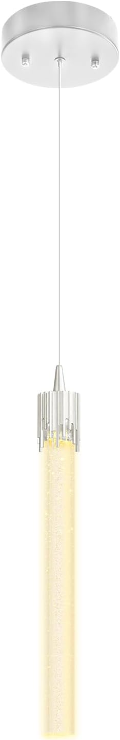 ykolupty Mini 1 Light Chrome Crystal Pendant Lights,Modern Led Kitchen Island Hanging Light Fixture,Adjustable Pendant Lighting for Kitchen Island,Dimmable 2700k-6000k