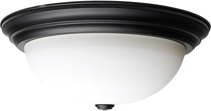 Nuvo Lighting 61020-15" 3 Lamp 120 Volt Matte Black White Glass Indoor Flush Mount Light Fixture (3 LT - 15 Flush Fixture BLK (60-129))