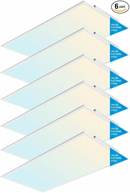 6Pack LED 2x4 Panel Light 72W Dimmable ETL DLC