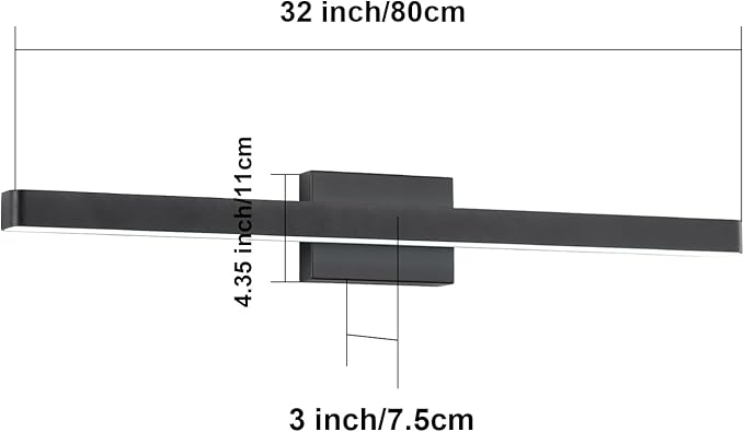 LED Modern Bathroom Vanity Light Fixtures (32-Inch, Cool White 6000K), Modern Acrylic Bathroom Wall Lighting Fixtures for Bathroom Over Mirror, Matte Black