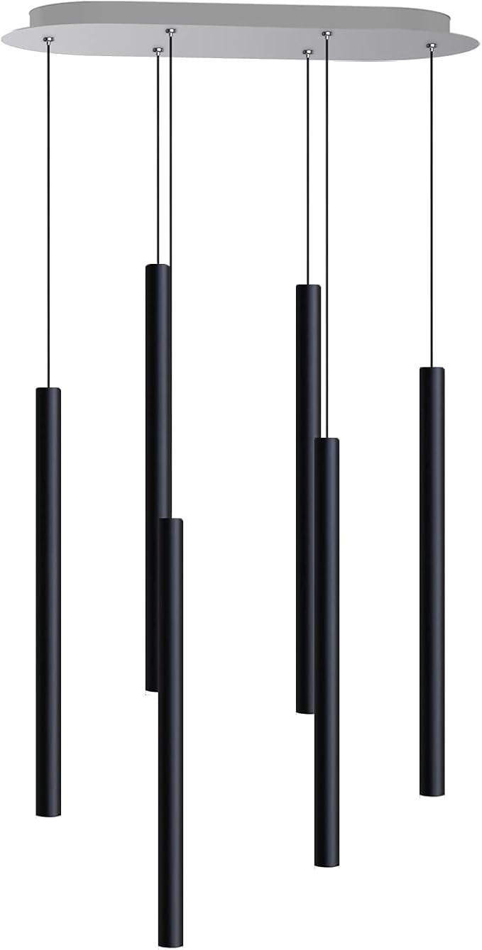 CANALIS 6 Mini Pendant Lighting Black - LED Hanging Light Fixture for Kitchen Island, Bar, Foyer - Cluster Pendants - Dimmable, Adjustable Wire, Lamp Bulb Included