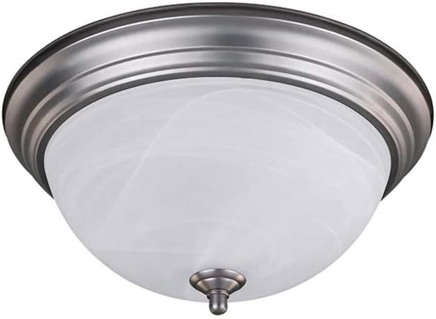 Canarm 3-Light Flush Mount Ceiling Light, 15-Inch Fixture with Alabaster Glass Shade and Brushed Nickel Accents, Classic Lighting for Hallway, Bedroom, Living Room