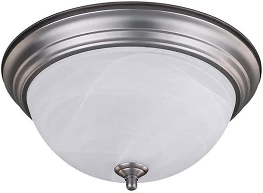Canarm 3-Light Flush Mount Ceiling Light, 15-Inch Fixture with Alabaster Glass Shade and Brushed Nickel Accents, Classic Lighting for Hallway, Bedroom, Living Room