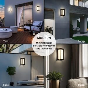 LANFU LED Modern Outdoor Wall Sconce Light 3000k 4500k 6000k 3-Color Adjustment Outside Light, Black IP65 Waterproof for House Patio Yards,Exterior Wall (1 Pack)