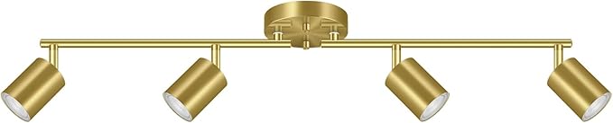 Track Lighting Ceiling Fixture Gold, Modern Kitchen Light Fixtures Ceiling, 4-Light Rotatable LED Track Lights, Semi Flush Wall Spotlight for Living Room/Hallway/Office(GU10 Socket, Bulb Not Included)