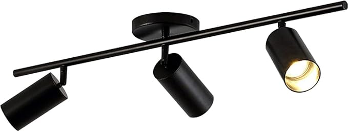 KCO Lighting Modern Matte Black Track Lighting 3-Lights Kitchen Track Lighting Fixtures Ceiling Indoor Flush Mount Ceiling Spotlights Dimmable LED Ceiling Spot Light (3-Light)