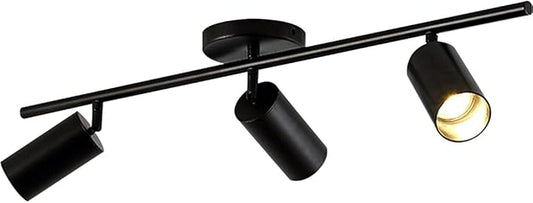 KCO Lighting Modern Matte Black Track Lighting 3-Lights Kitchen Track Lighting Fixtures Ceiling Indoor Flush Mount Ceiling Spotlights Dimmable LED Ceiling Spot Light (3-Light)