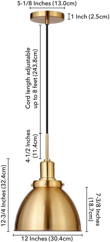 Madison 12" Wide Pendant with Metal Shade in Brass/Brass
