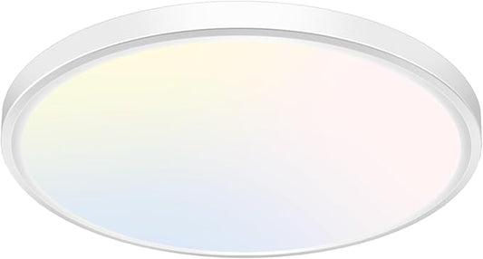 libtit 12 inch Flush Mount LED Ceiling Light Fixture, 3000K 4000K 6500K Adjustable, 28W 3200lm White Round Lighting Fixtures for Bathroom Shower Hallway Kitchen