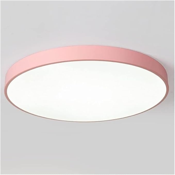 Minimalist Ceiling Lamp Round Ultra Thin Three Color Dimmable Flush Mount Sleek Modern Lighting Fixture for Bedroom Kitchen Corridor Livingroom Hallway(Pink,9in)