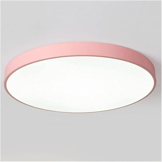 Minimalist Ceiling Lamp Round Ultra Thin Three Color Dimmable Flush Mount Sleek Modern Lighting Fixture for Bedroom Kitchen Corridor Livingroom Hallway(Pink,23.6in)