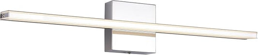 Chrome Bathroom Light Fixtures 24 Inch Bath Wall Lighting IP44 14W Vanity Lamp Bar Modern LED Lights for Vanity Rectangle Bathroom Lamps Over Mirror Acrylic Restroom Sink Light