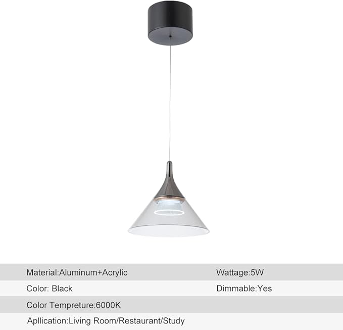 Hanging Pendant Light Pendant Light fixtures for Office Dining Room Kitchen Living Room Bedroom, Light Pendants for Kitchen Island, Dimmable, 110V, 12W, 1200lm, 6000K