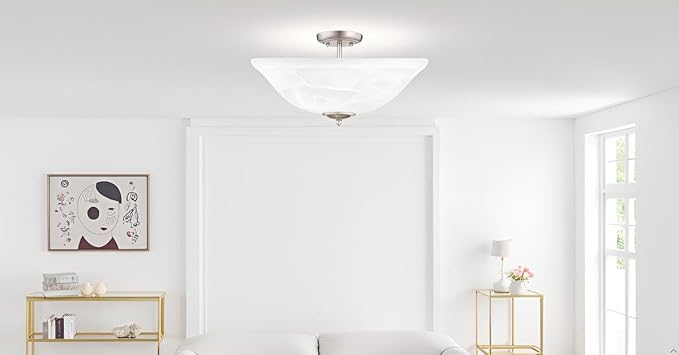 Aspen Creative 25002-65-1 Replacement Alabaster Glass shade for Flush Mount or Semi-Flush Mount, 1/2" Center Hole, 11-1/2" Diameter x 4" Height