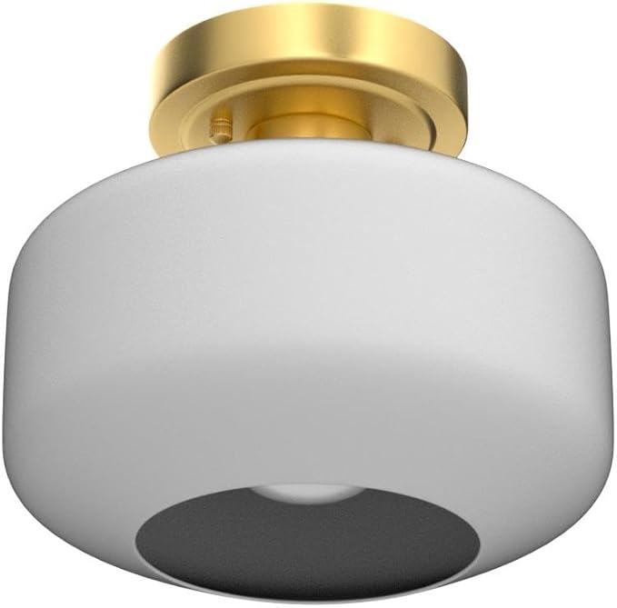 Modern White Semi Flush Mount Ceiling Light Gold Hallway Light Fixture Farmhouse Ceiling Light Opal Milk Glass Shade
