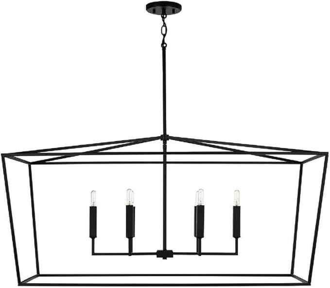 Capital Lighting 837661MB Thea Symmetrical Clear Line Island/Linear Pendant, 6-Light 360 Total Watts, 21" H x 42" W, Matte Black