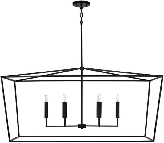 Capital Lighting 837661MB Thea Symmetrical Clear Line Island/Linear Pendant, 6-Light 360 Total Watts, 21" H x 42" W, Matte Black