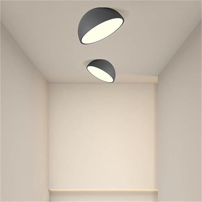 KISAD Modern and Minimalism Semi-Circular Ceiling Lights Iron Body Semi Flush Mount Ceiling Lamp Available in Black and White Three-Color Mode Ceiling Light Fixture for Bedroom(Black,40CM/15.7IN)