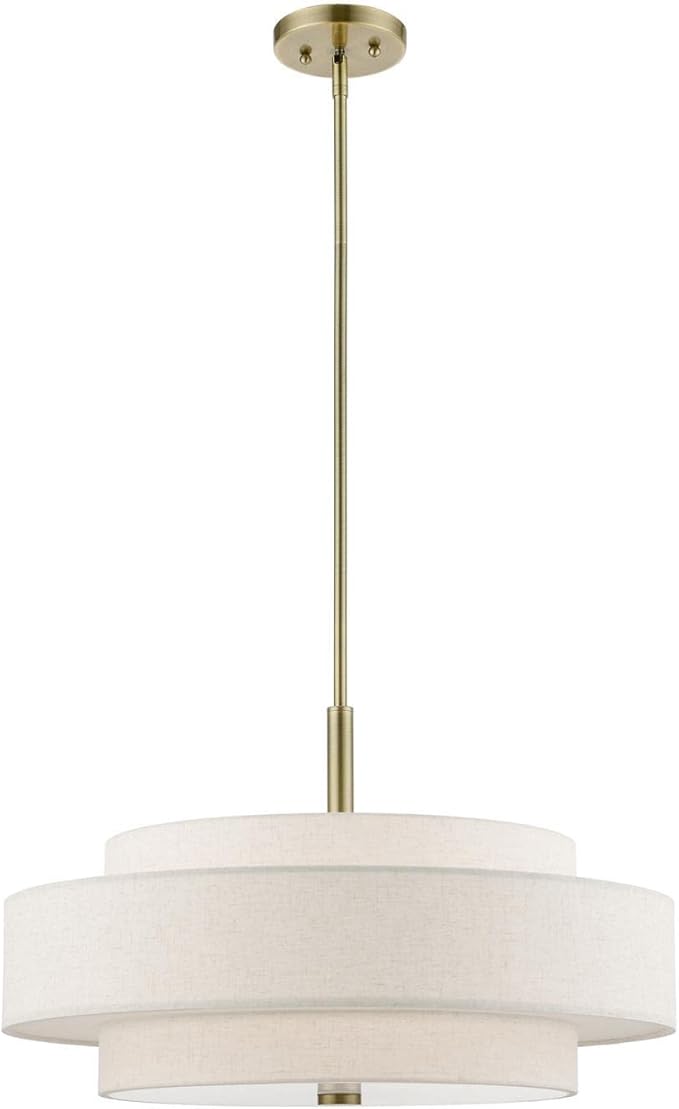Livex Lighting Monroe - 5 Light Pendant in Timeless Style-17 Inches Tall and 24 Inches Wide-Antique Brass Finish