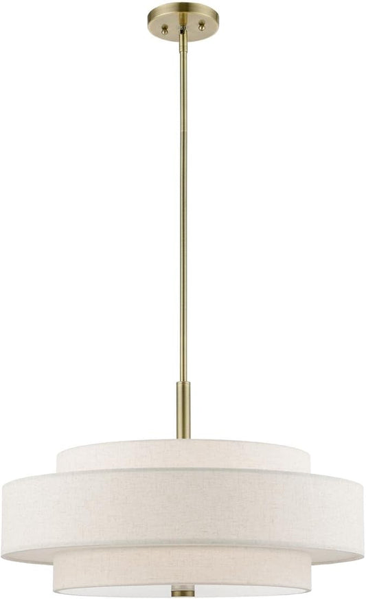 Livex Lighting Monroe - 5 Light Pendant in Timeless Style-17 Inches Tall and 24 Inches Wide-Antique Brass Finish