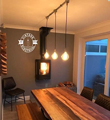 Kiven 3-Light H-Type Wire Track Light Pendants, 48 Inch Cord Length Black Weave Rope, Restaurant Chandelier Decorative Pendant Light Industrial Factory Pendant Lamp 3 Pack,Bulb Not Included（Black）