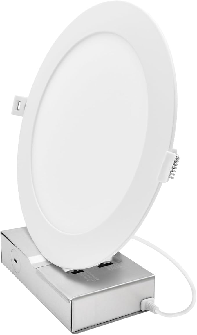 LUXRITE 8-Inch LED Recessed Light with J-Box, Canless Mini Panel Spotlight, 5CCT 2700K-5000K, 13/15/18 Watts, 1050/1250/1500 Lumens, CRI90, Dimmable, 120-277V, IC Rated, Wet Rated, ETL Listed