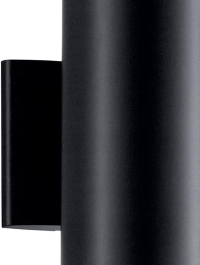Kichler Cylinders 12" Outdoor Wall Sconce in Black, 2-Light Exterior Wall Light, Cylinder Fixture, (12" H x 5" W), 9244BK (Pack of 2)